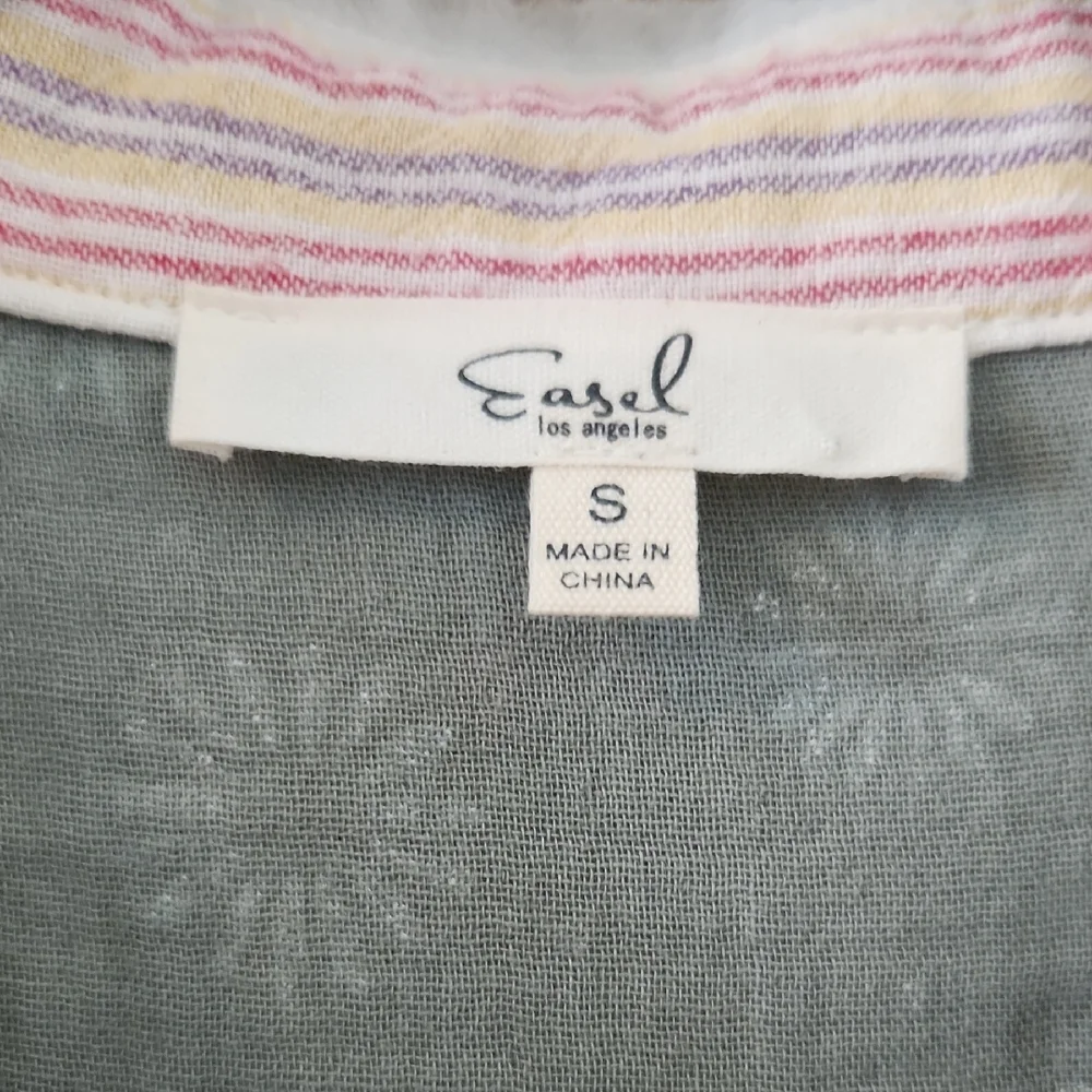 Easel Green Shirt with Striped Collar - Picture 2 of 4